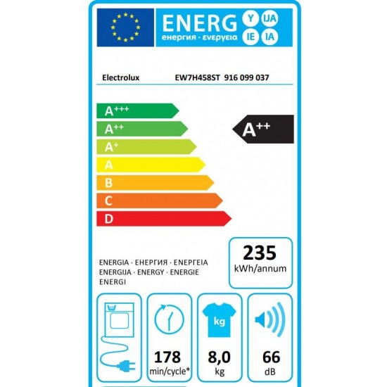 ELECTROLUX EW7H458ST ISI POMPALI 8KG CAMASIR KURUTMA MAKINESI